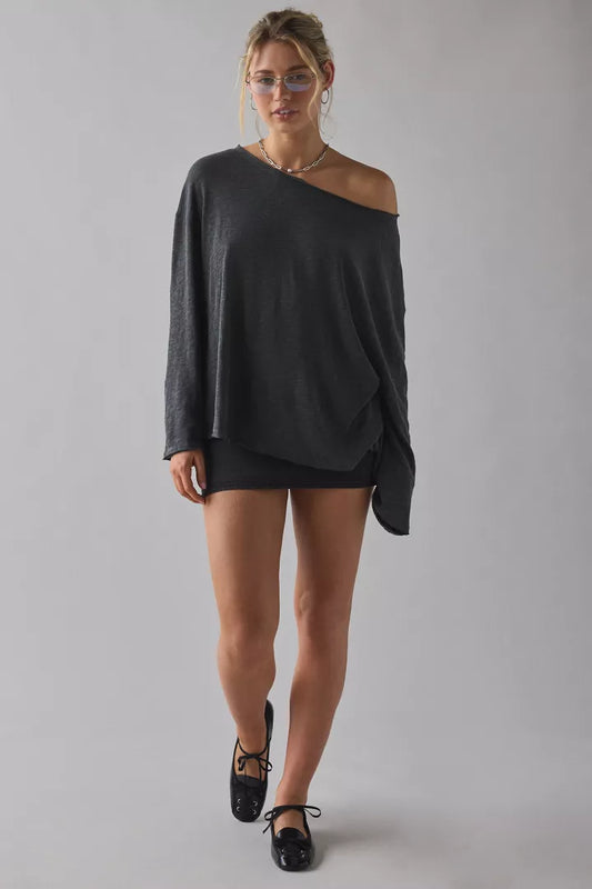BDG Kurt Off-The-Shoulder Long Sleeve Tee