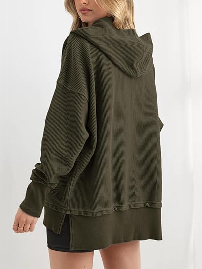 ARRANGE chunky rib knit off-shoulder sweater in charcoal